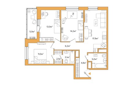 Квартира 86 м², 3-комнатная - изображение 1