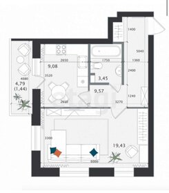 Квартира 43 м², 1-комнатная - изображение 3