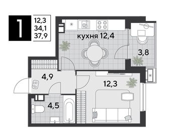 37,8 м², 1-комнатная квартира 6 800 220 ₽ - изображение 23