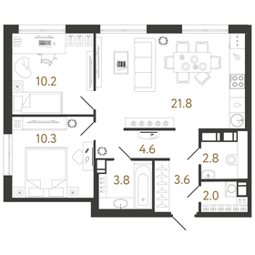 57,5 м², 2-комнатная квартира 16 236 356 ₽ - изображение 73