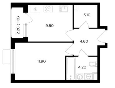 Квартира 35 м², 1-комнатная - изображение 2