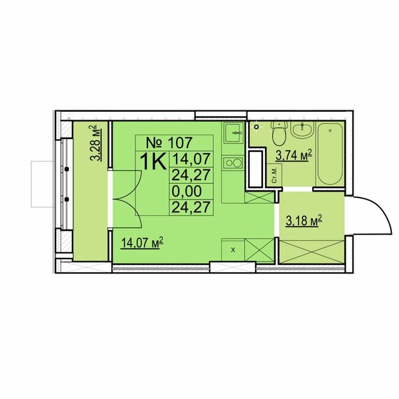 24,3 м², квартира-студия 4 350 000 ₽ - изображение 18