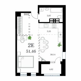 Квартира 51,5 м², 1-комнатная - изображение 1