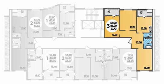 Квартира 87,7 м², 3-комнатная - изображение 1