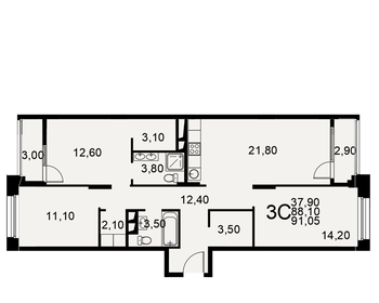 92,9 м², 3-комнатная квартира 12 355 700 ₽ - изображение 11