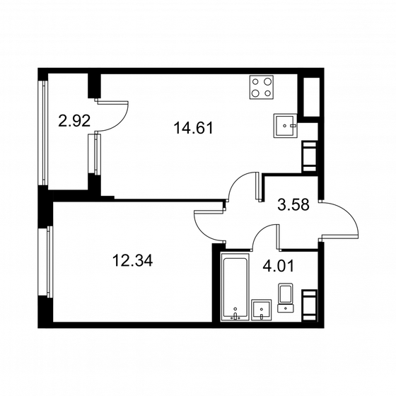 36 м², 1-комнатная квартира 5 796 000 ₽ - изображение 1