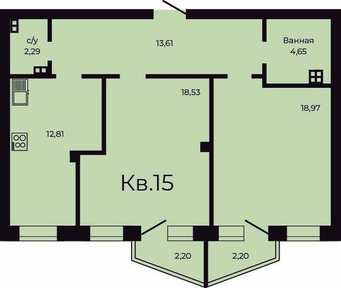 73,1 м², 2-комнатная квартира 6 940 700 ₽ - изображение 1