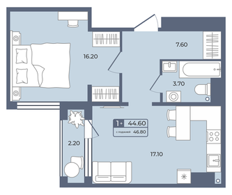 44,7 м², 1-комнатная квартира 6 000 000 ₽ - изображение 40