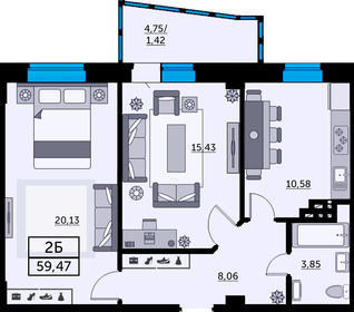 43 м², 2-комнатная квартира 4 200 000 ₽ - изображение 129
