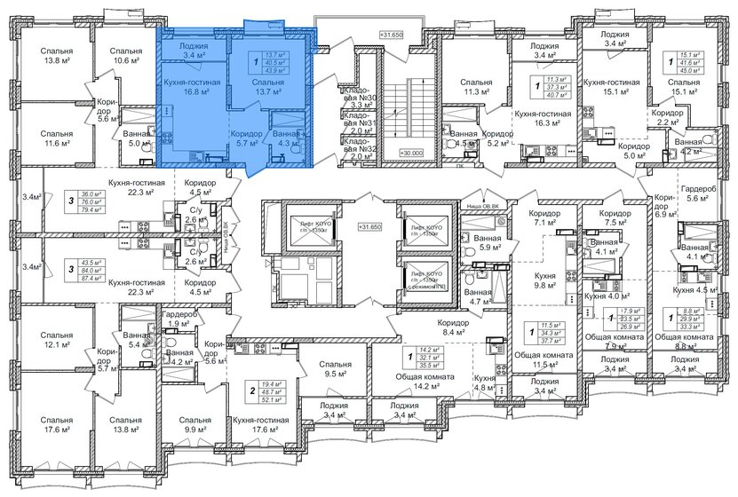 43,9 м², 1-комнатная квартира 7 000 000 ₽ - изображение 1