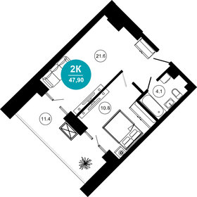 Квартира 47,9 м², 2-комнатные - изображение 1