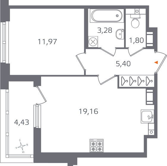 43,8 м², 1-комнатная квартира 11 887 977 ₽ - изображение 29
