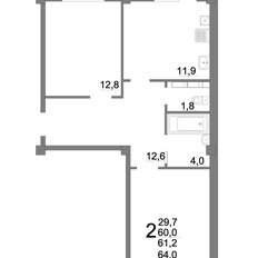 Квартира 64 м², 2-комнатная - изображение 3