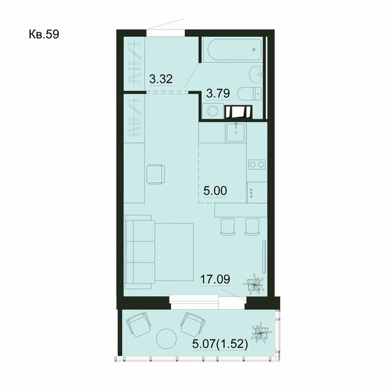 30,7 м², квартира-студия 3 990 000 ₽ - изображение 1