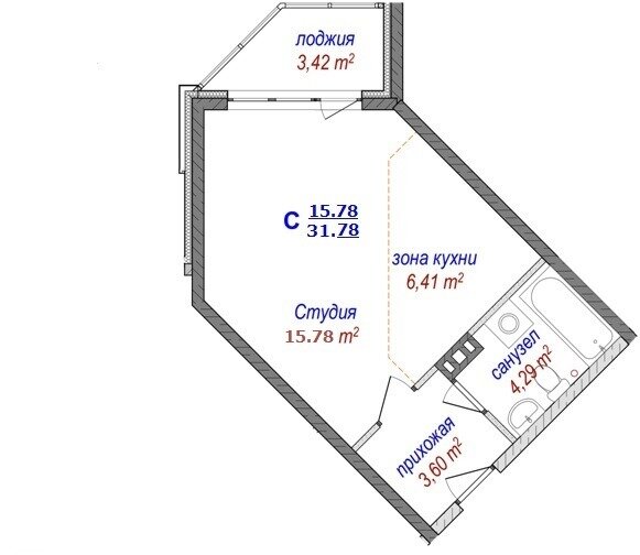 31,8 м², апартаменты-студия 4 290 300 ₽ - изображение 1