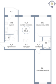 Квартира 95 м², 3-комнатная - изображение 1