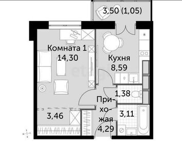 38,3 м², 1-комнатная квартира 4 950 000 ₽ - изображение 74