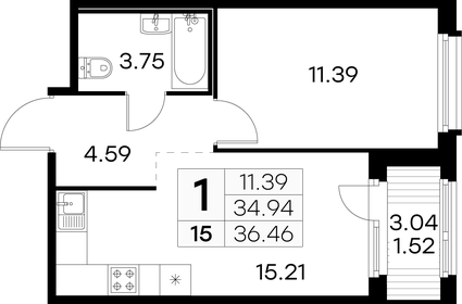 36,5 м², 1-комнатная квартира 6 539 999 ₽ - изображение 11