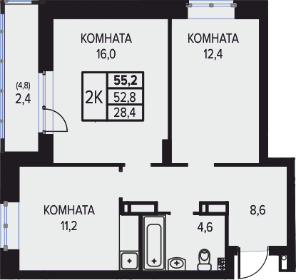 55,2 м², 2-комнатная квартира 7 025 000 ₽ - изображение 31
