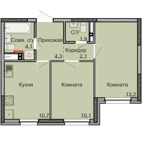46,4 м², 2-комнатная квартира 4 192 000 ₽ - изображение 1