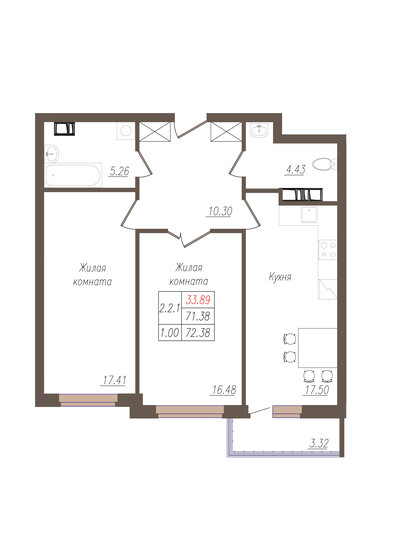 72,4 м², 2-комнатная квартира 6 328 545 ₽ - изображение 1