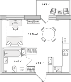 Квартира 33,6 м², студия - изображение 1