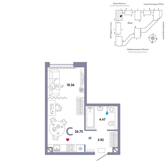 26,8 м², квартира-студия 16 190 000 ₽ - изображение 31