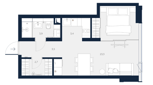 46,3 м², 2-комнатная квартира 2 200 000 ₽ - изображение 40