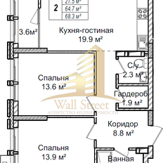 Квартира 64,7 м², 2-комнатная - изображение 3