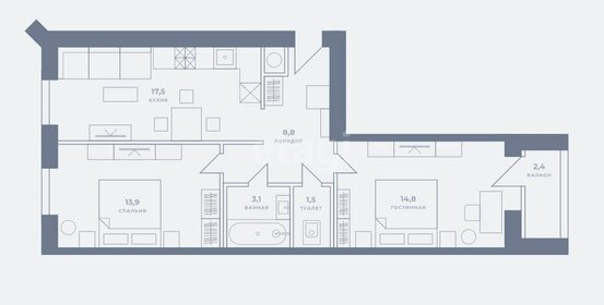 59,1 м², 2-комнатная квартира 5 850 000 ₽ - изображение 84