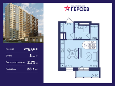 29,3 м², квартира-студия 5 408 780 ₽ - изображение 28