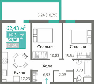 59,3 м², 2-комнатная квартира 6 760 200 ₽ - изображение 25