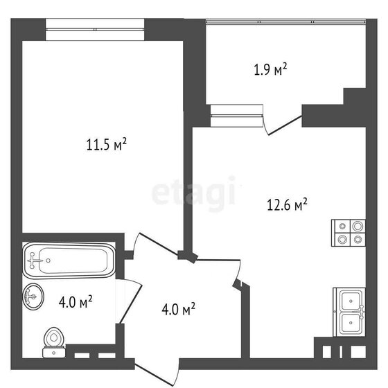 36 м², 1-комнатная квартира 5 700 000 ₽ - изображение 1