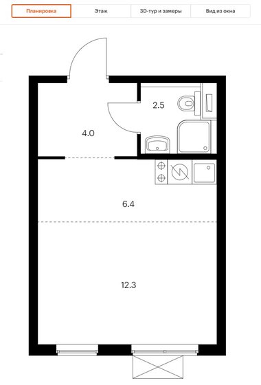 25,3 м², квартира-студия 9 280 000 ₽ - изображение 1