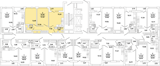 53,7 м², 2-комнатная квартира 15 496 641 ₽ - изображение 11