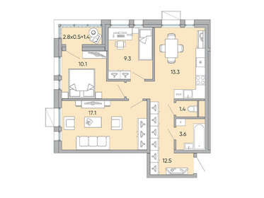 68,6 м², 3-комнатная квартира 10 255 700 ₽ - изображение 29