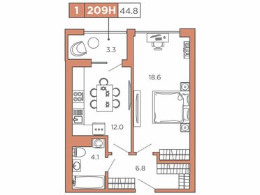 Квартира 44,8 м², 1-комнатные - изображение 1