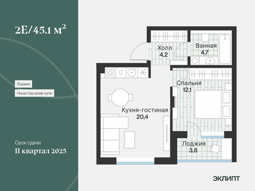 Квартира 43,2 м², 1-комнатная - изображение 1