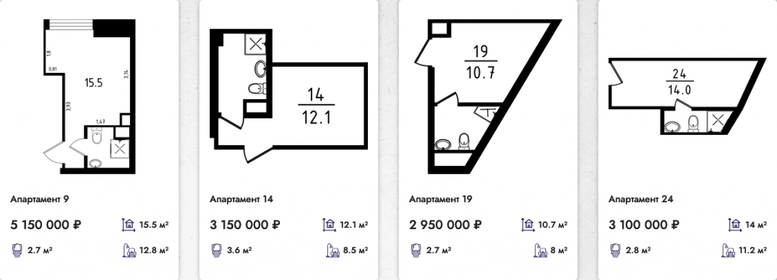 13 м², квартира-студия 6 240 000 ₽ - изображение 17