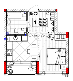 22,5 м², 1-комнатная квартира 4 405 500 ₽ - изображение 29