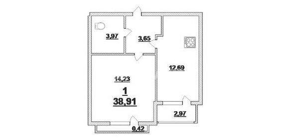 Квартира 36,5 м², 1-комнатная - изображение 1