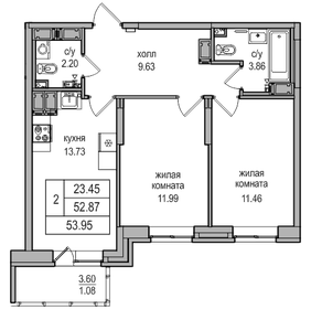 52,7 м², 2-комнатная квартира 11 149 745 ₽ - изображение 36