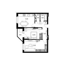 Квартира 59,3 м², 2-комнатная - изображение 1