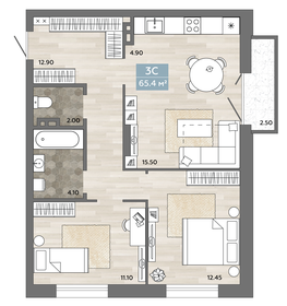71,6 м², 3-комнатная квартира 7 750 000 ₽ - изображение 97