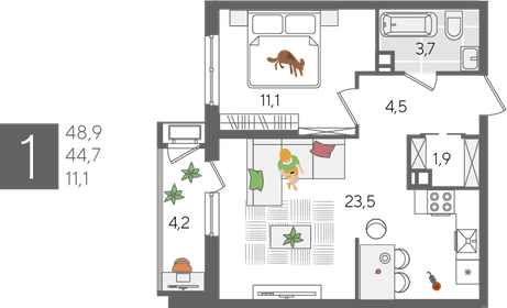 50 м², 1-комнатная квартира 12 255 000 ₽ - изображение 21