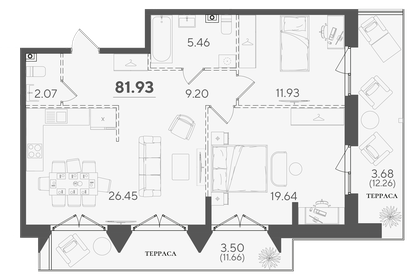 81,9 м², 2-комнатная квартира 27 856 200 ₽ - изображение 30