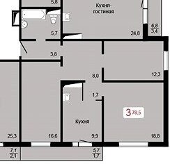 78,8 м², 3-комнатная квартира 8 700 000 ₽ - изображение 30