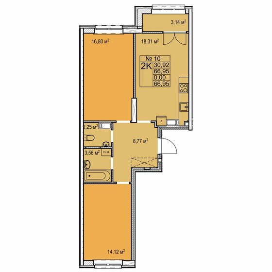 67 м², 2-комнатная квартира 10 190 000 ₽ - изображение 1