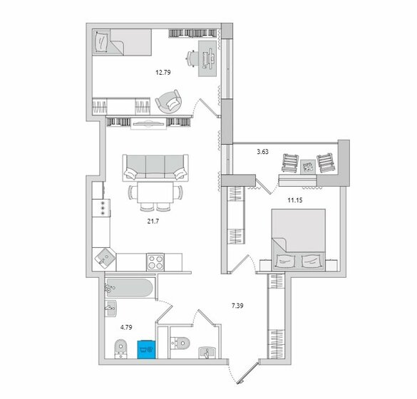 65,7 м², 2-комнатная квартира 9 220 000 ₽ - изображение 1