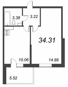 Квартира 34,3 м², 1-комнатная - изображение 1